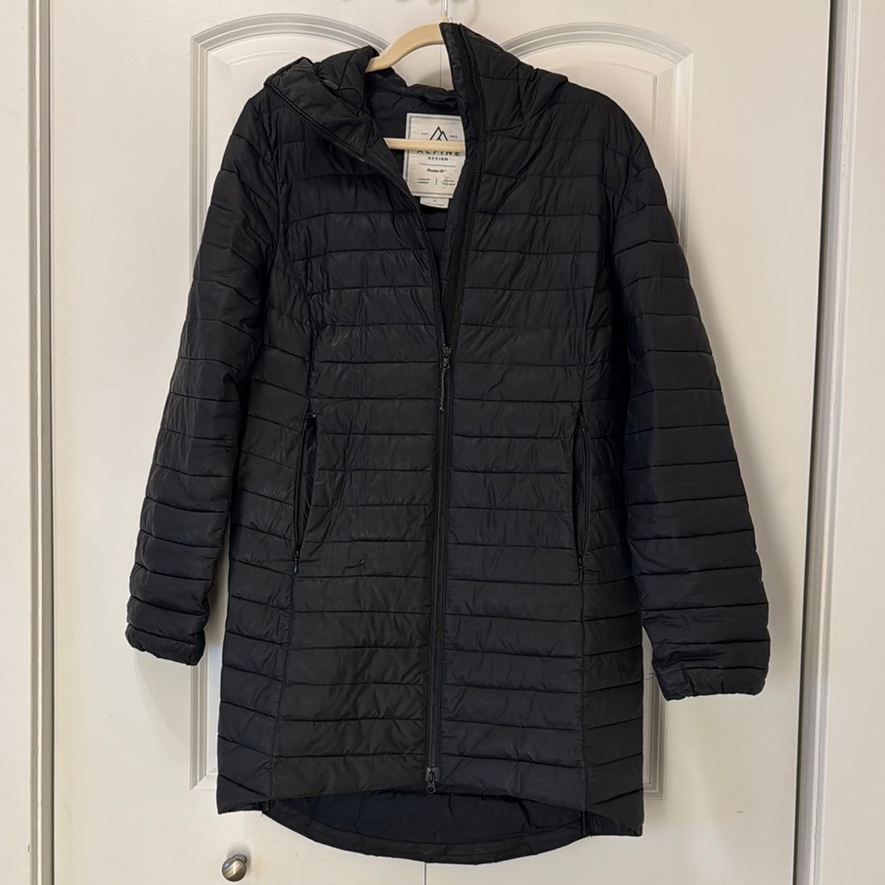 Women's Black Alpine Design Quilted Winter Coat